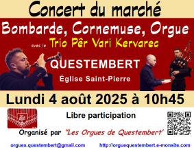 Concert du marché : bombarde, piano, chants bretons, cornemuse, orgue